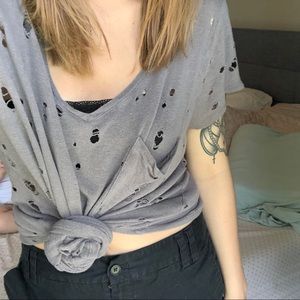 🦋 Taupe/Brown Distressed Tee • X-Large